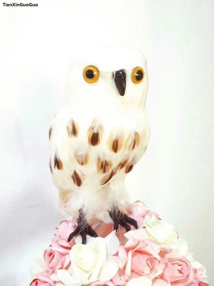 

large 32x18cm coloured feathers owl simulation night owl bird hard model prop,home garden decoration ornaments gift s1427