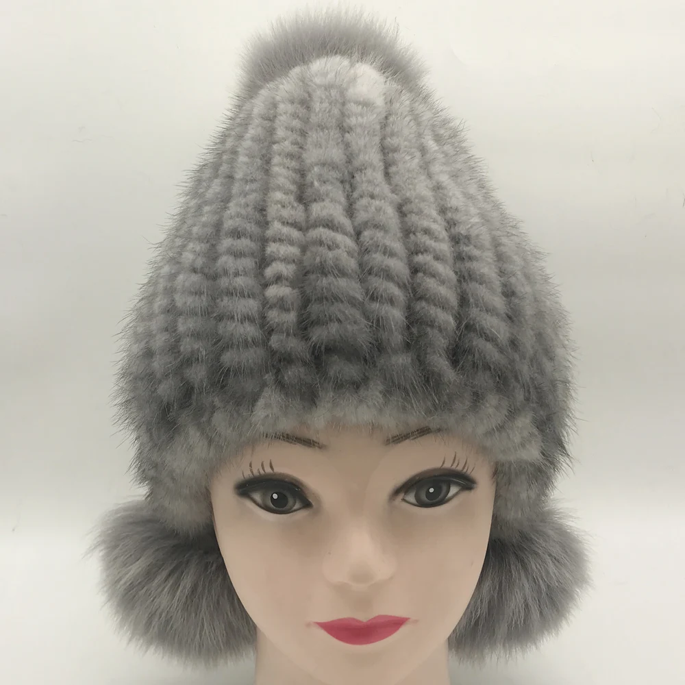 2020 Лидер продаж меховая шапка из натуральной норки с помпоны лисьего меха Для