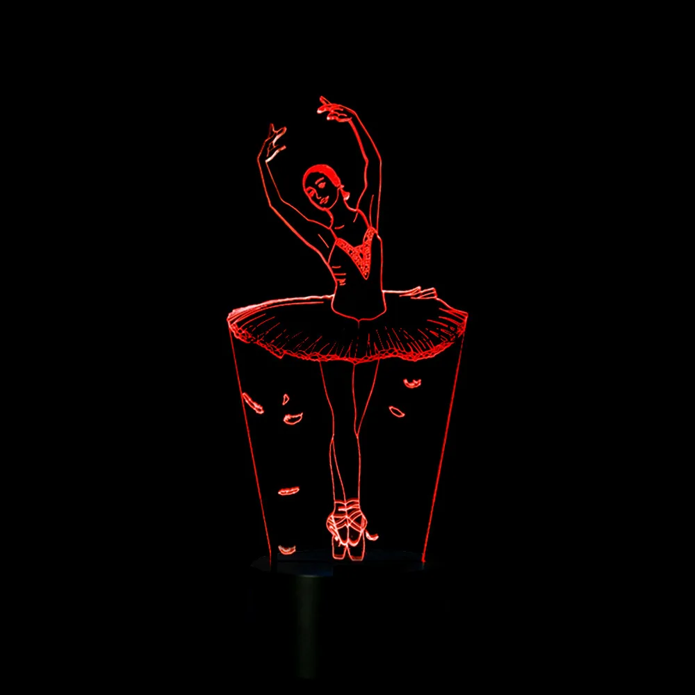 3D иллюзия Лампа балетные костюмы для девочек Танцы светодиодный USB Ночной