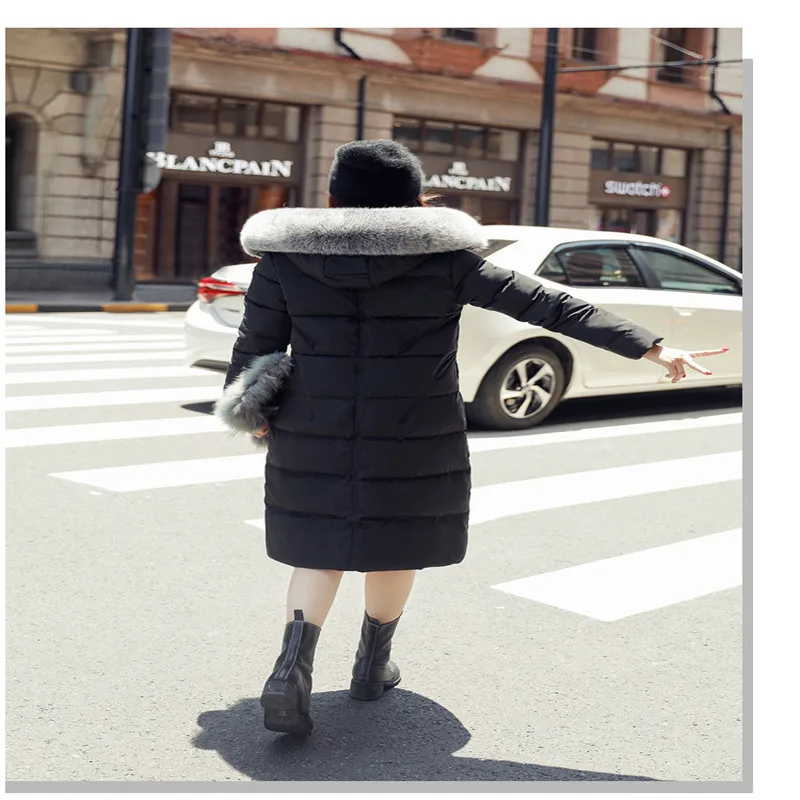 OMLESA Fox Fur Large Collar Coat 2018 Winter New Women's Down Jacket Thickening Long Hooded Over The Knee Tide Outer SX13 | Женская