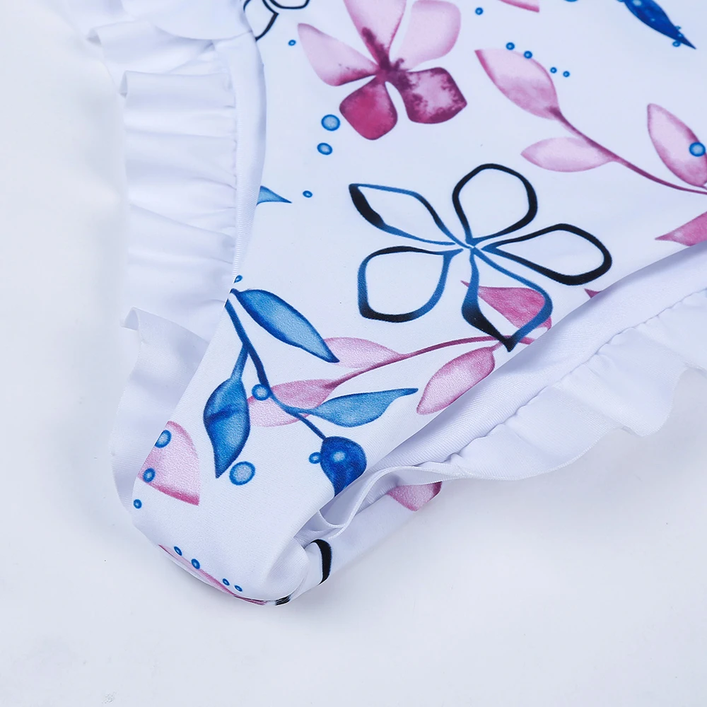 Купальник 2018 с цветочным принтом и оборками купальник Бразильский бикини