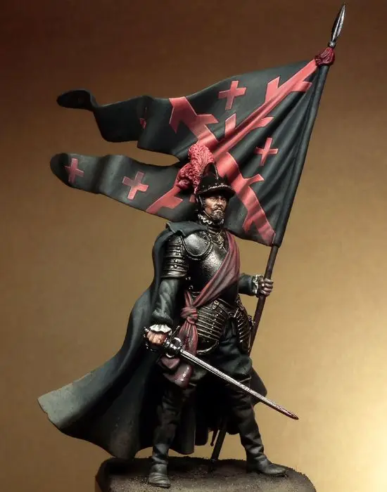 Новинка несобранный Набор фигурок 1/24 75 мм древний рыцарь с флагом набор из смолы