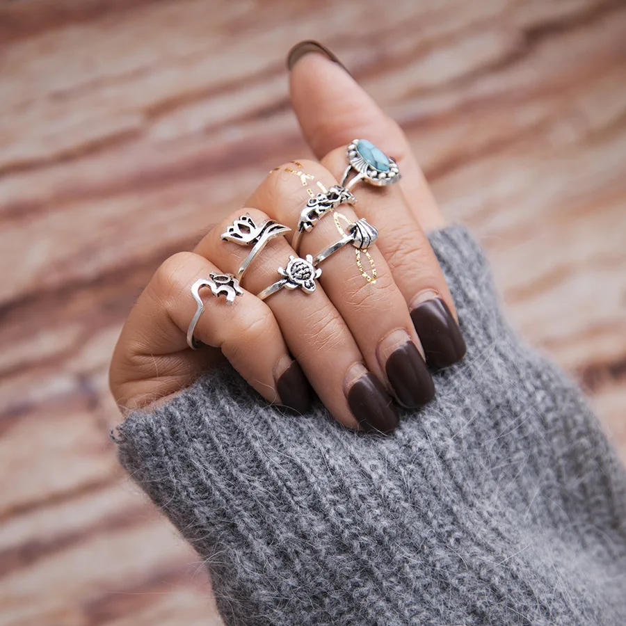 Набор колец в стиле Бохо 6 шт./лот женское Винтажное кольцо на костяшки пальцев