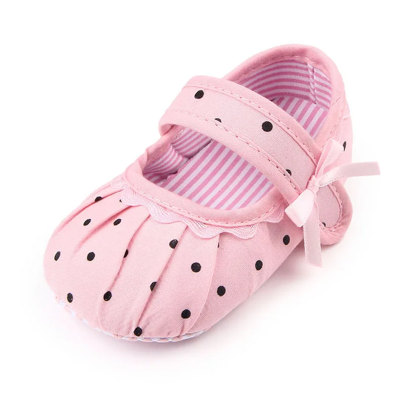 Розовый Polkadot/хлопковые детские Выходные туфли для девочки; обувь для младенцев; обувь для малышей; хлопковая детская обувь; for0-18month для малышей - Цвет: Розовый