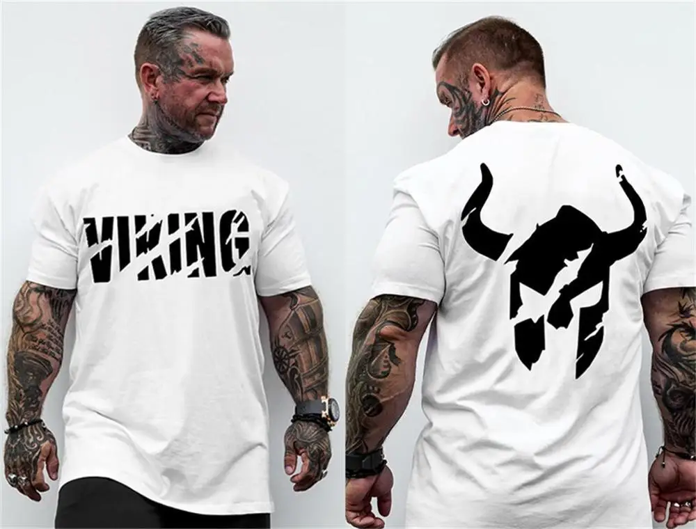 VIKING новая брендовая одежда тренажерные залы Tight футболка мужские фитнес футболка для мужчин Gyms футболка для фитнеса и занятий летние топы - Цвет: 8