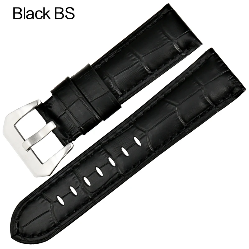 Black BS MAIKES качественный ремешок из натуральной кожи 22 мм 24 мм 26 мм модные синие аксессуары для часов Ремешок для часов Panerai - Цвет ремешка: Black BS