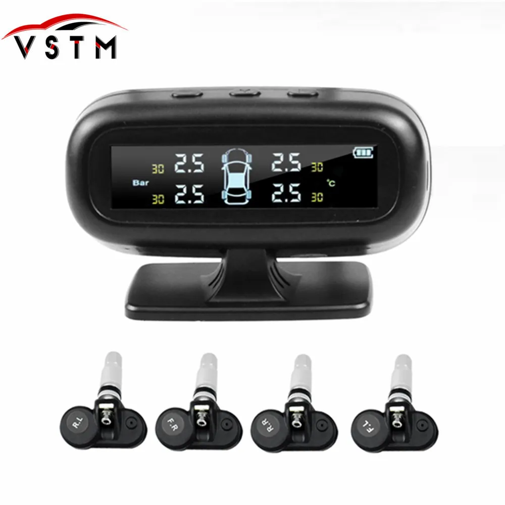 Новая версия автомобиля TPMS система контроля давления в шинах солнечной энергии цифровой ЖК-дисплей Автоматическая охранная сигнализация s давление в шинах