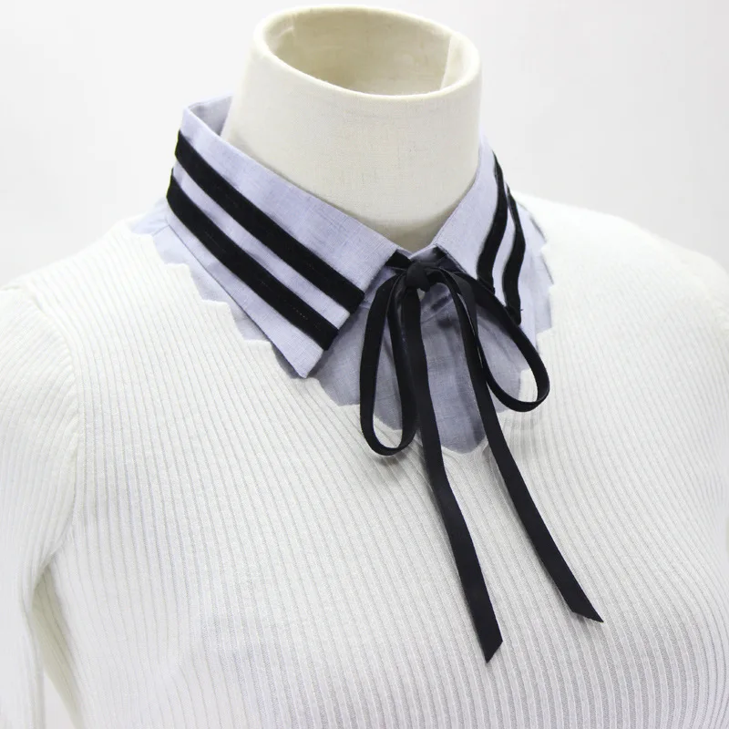 Хлопковая и льняная рубашка с воротником свитер черным бантом декоративный