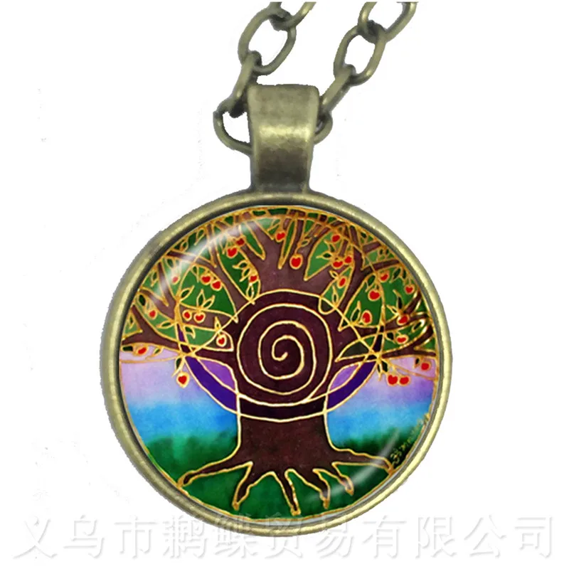 24 стиль Древо жизни ожерелье стакан драгоценных камней кабошон ювелирные