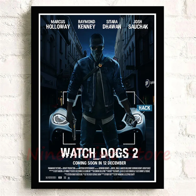 Watch Dogs бумажные плакаты с покрытием, игра, домашний интерьер, украшение, рисунок, ядро, наклейки на стену, бескаркасные - Цвет: Синий