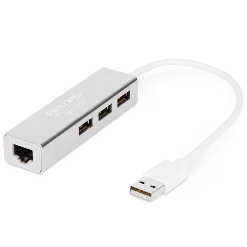 Bestjing серебро Алюминий USB Ethernet адаптер 2 0 3 до 10 100 1000 Gigabit высокой Скорость RJ45
