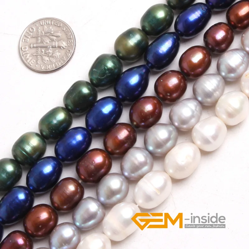 

Pearl: 9-10x10-12mm Olivary Rice Shape Freshwater Pearl Beads DIY Beads Loose Beads For Bracelet Making Strand 15" Wholesale !
