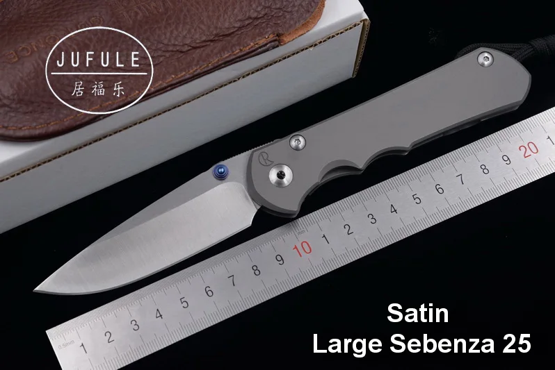 Satin JUFULE большой Sebenza 25 CPM S35vn TC4 титановая ручка Складной Тактический Карманный Походный охотничий Открытый EDC инструмент кухонный нож - Цвет: Satin