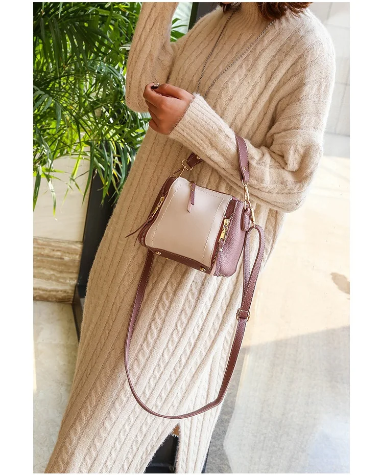 

New Vintage Women Handbags Bucket Shoulder Bags Ladies CrossBody Bags Ladies Patchwork High Quality PU Leather Bag Bolsa NSG01