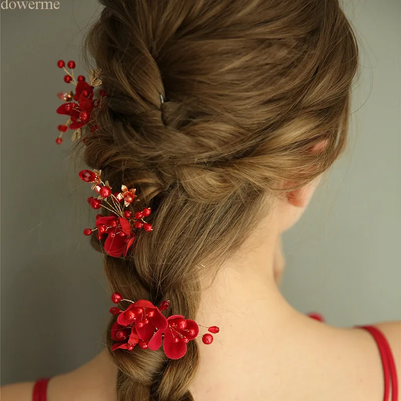 Дауэр me красный цветочный женский головной убор свадебные шпильки для волос