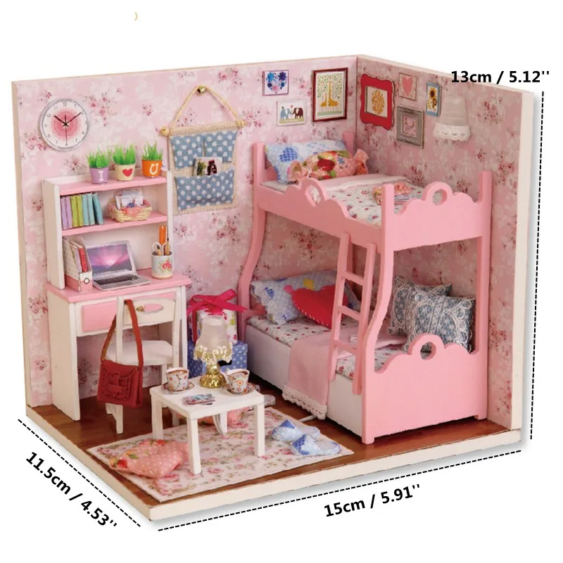 Деревянный кукольный домик игрушки ручной работы с мебелью сборка сделай сам