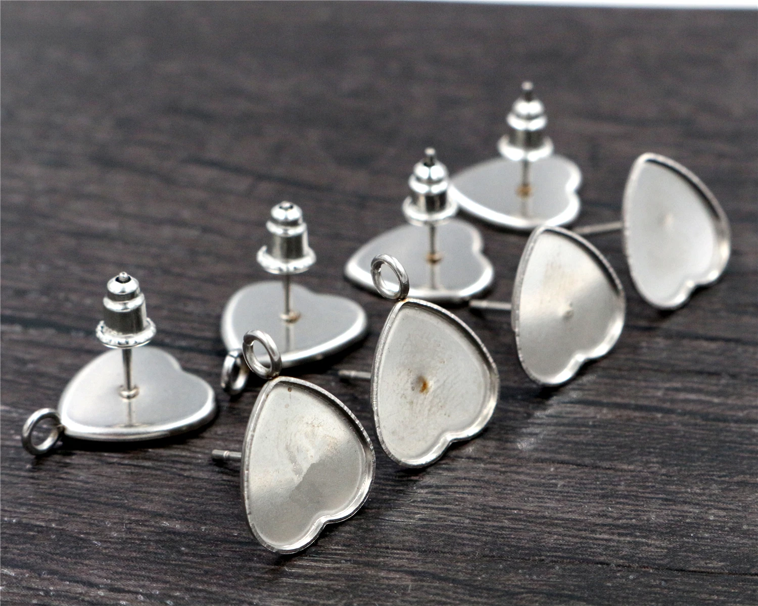 (Не выцветает) 12 мм 20 шт нержавеющей стали Сердце Стиль Серьги Шпильки подходит