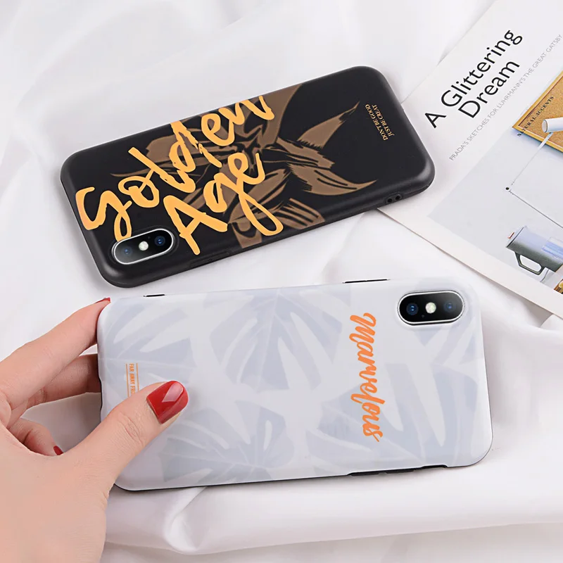 Lovebay чехол для iPhone X 8 7 Plus Гладкий узор с буквами листья 6 S IMD Мягкий ТПУ силиконовый