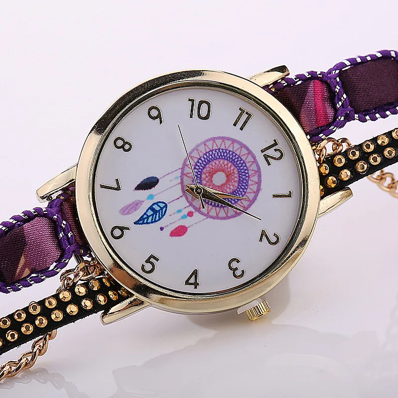 Gnova Платиновый большой ремешок с большим циферблатом Национальный этнический