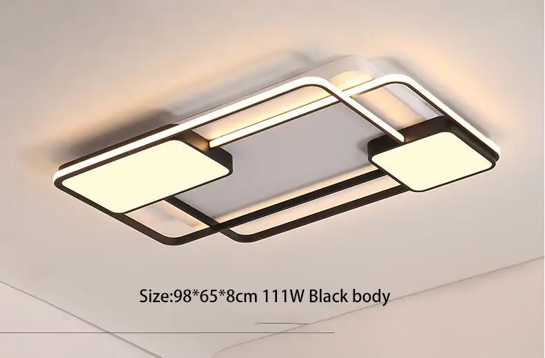 Black 98x65x8cm Потолочный светильник для спальни, гостиной, современный потолочный светильник, современный светодиодный акриловый потолочный светильник для спальни - Цвет корпуса: Black 98x65x8cm