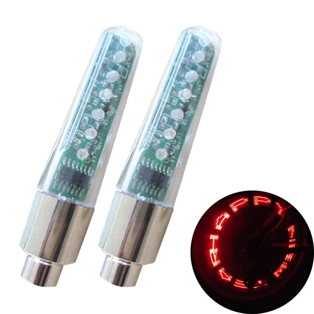 red 2pcs Велосипедный свет с батареей колпачки вентиля шины спицы колеса светодиодные велосипедные огни горная дорога фонари для велосипеда - Цвет: red 2pcs