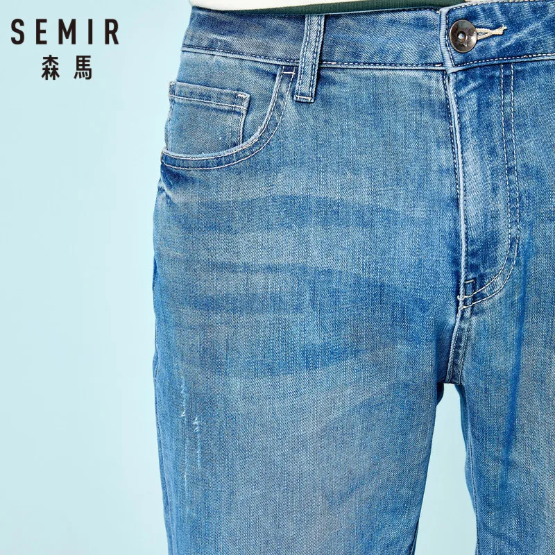 SEMIR мужские джинсы зауженного кроя из стираного денима с боковым карманом