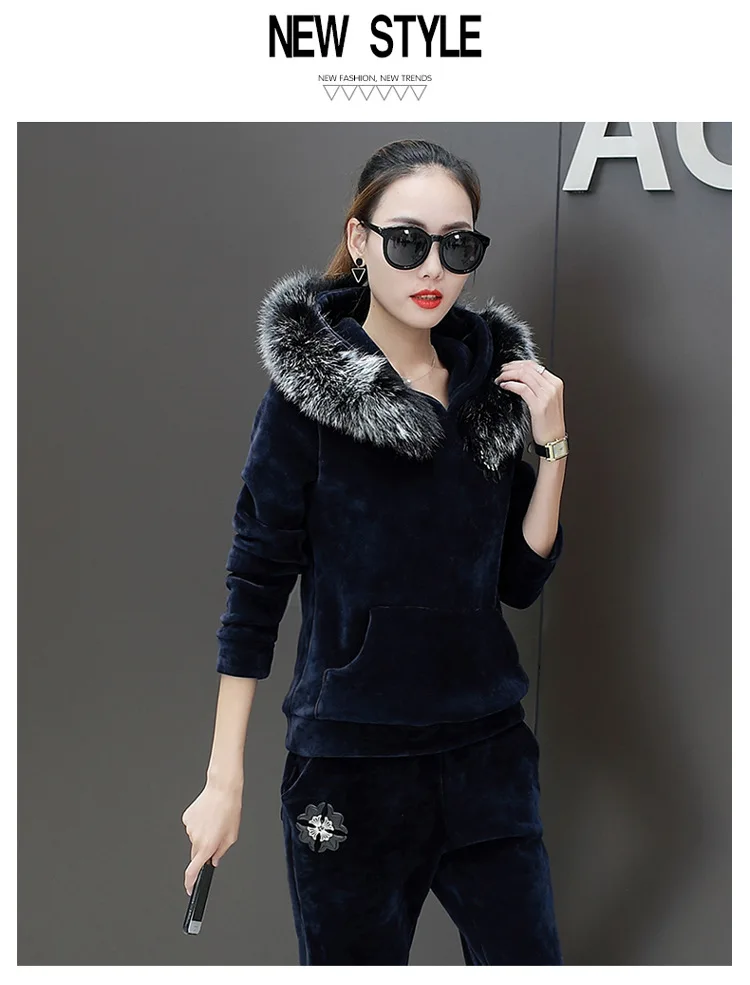 Новый осенне зимний 2018 Двухсекционный Золотой флисовый костюм с капюшоном и