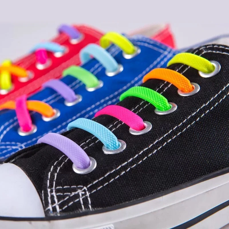 16Pcs Silicone Shoelaces for Shoes No Tie Shoe laces Elastic Laces Sneakers Kids Adult Rubber Shoelace One Size Fits All Shoes