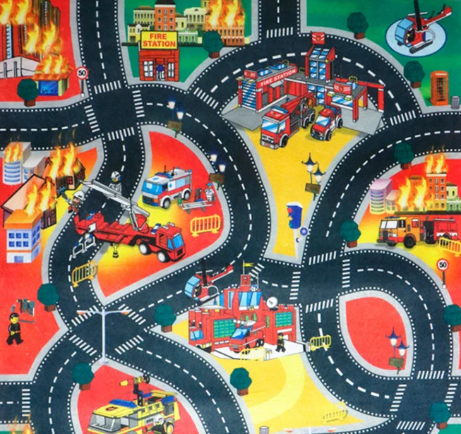 Toys city traffic map 7-piece set with alloy car road sign Play Game Mats Baby Kids Crawling Blankets Floor Carpet Decoration | Дом и сад