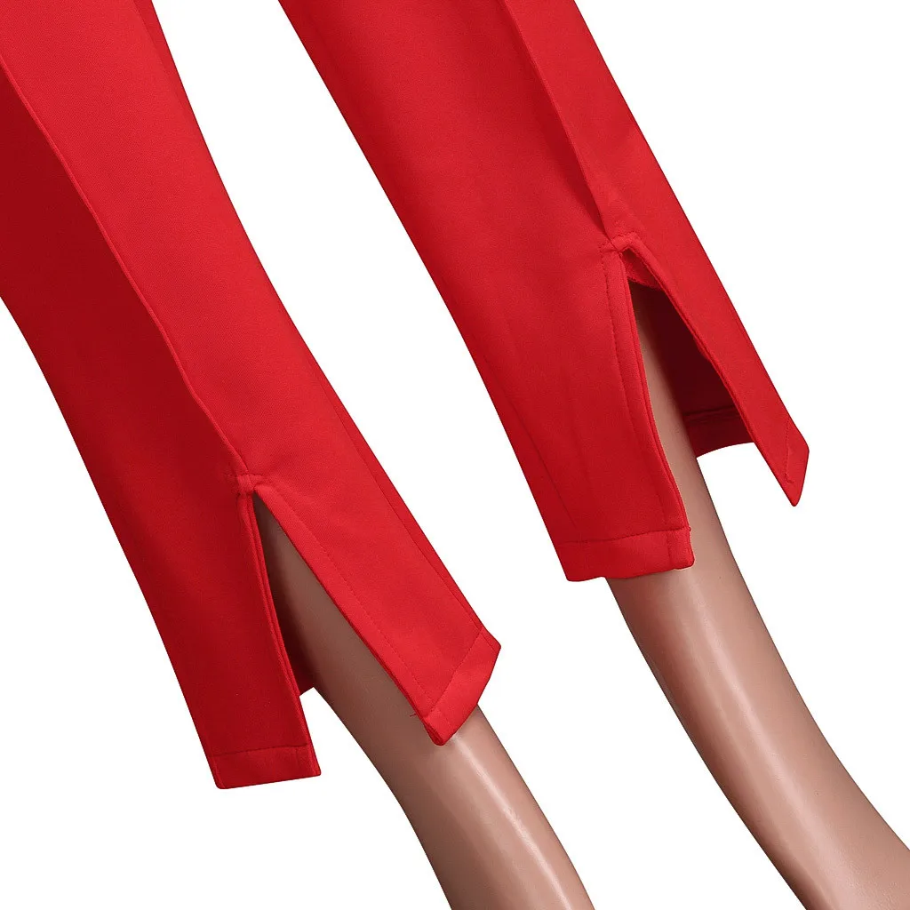 Feitong женские осенние штаны чистый цвет модные офисные брюки облегающие с высокой