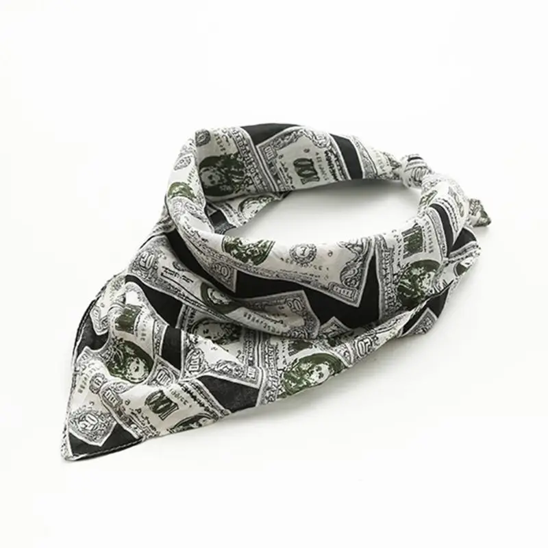 55x55 см унисекс хлопковая квадратная бандана 3D Долларовые купюры деньги цифровая