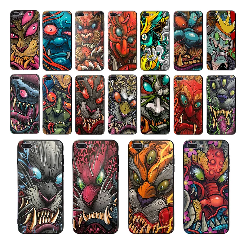 

Soft silicone phone case For iPhone cover 7 8 6 6s plus X XS max XR 5 5S se Colorful demon skull warrior pattern Cellphones oque