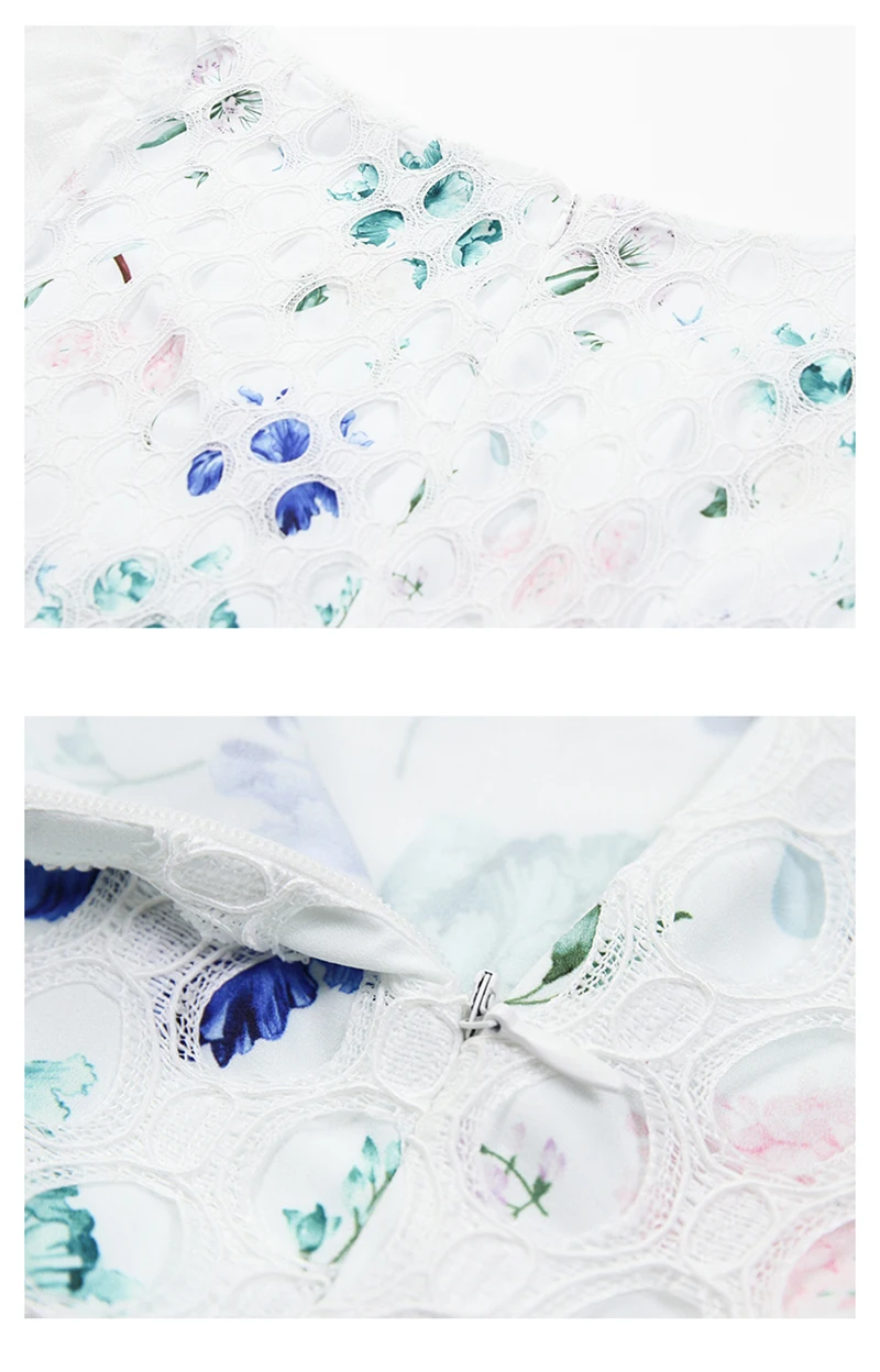 

MIUXIMAO High Quality 2019 Summer&spring Lace Dress vintage Flower print Beading Eleghant Casual Dress Women vestido