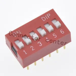 High quality dIP Switch 2.54mm Pitch Gold plated 6position 12Pin Red DS-06