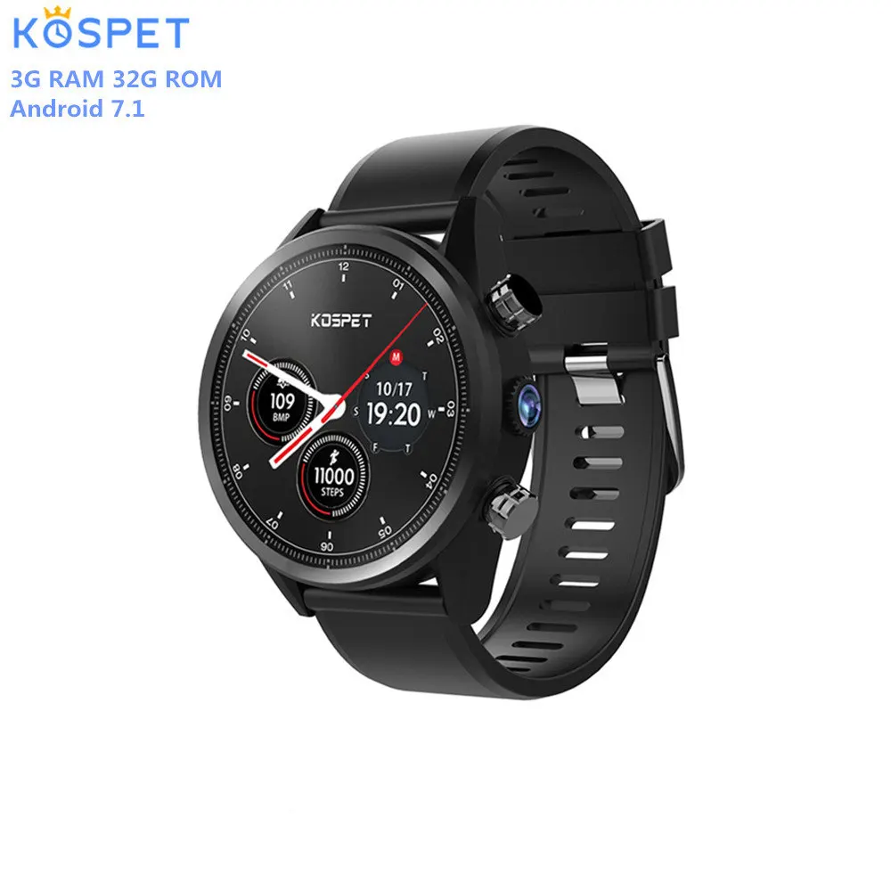 Kospet Hope 4G Android 7 1 Smartwatch телефон 39 дюймов 3 ГБ + 32 MTK6739 четырехъядерный 8.0MP вluetooth GPS