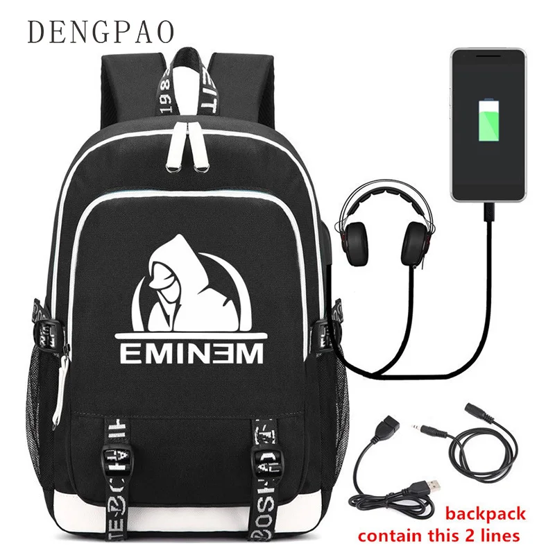 DENGPAO Eminem сумка для ноутбука модный рюкзак мужской школьный мальчиков и девочек