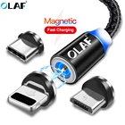 Магнитный кабель OLAF 3A, кабель Micro USB Type C для быстрой зарядки и передачи данных для iPhone, Samsung, Xiaomi USB-C