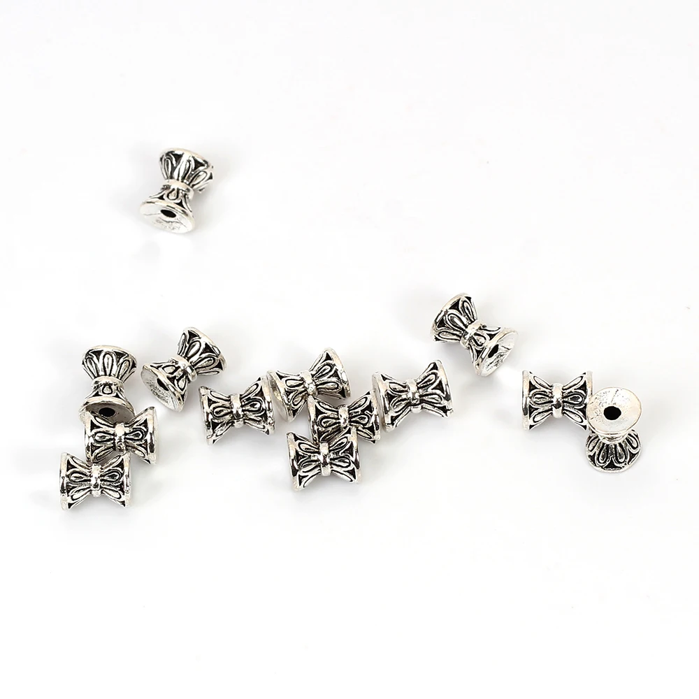 MEIBEADS, 50 шт./лот, 5,4*6,5 мм, Ретро стиль, имитация серебра, бусины, колпачки, сплав, ювелирные изделия, аксессуары для браслета, ожерелья, UF5377