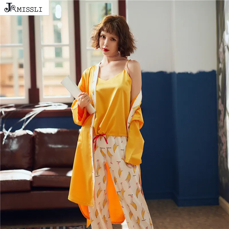 JRMISSLI фирменный дизайн женские пижамные комплекты сексуальные 3 штуки пижамы