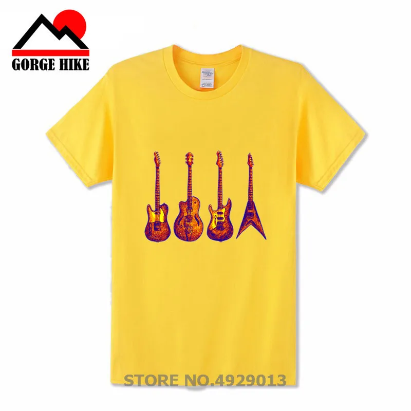2019 Casual Clothing Fashion T Shirt Six String Quartet Electric Guitar Print Tee Male Big Size Music Rock Style T-shirt | Мужская