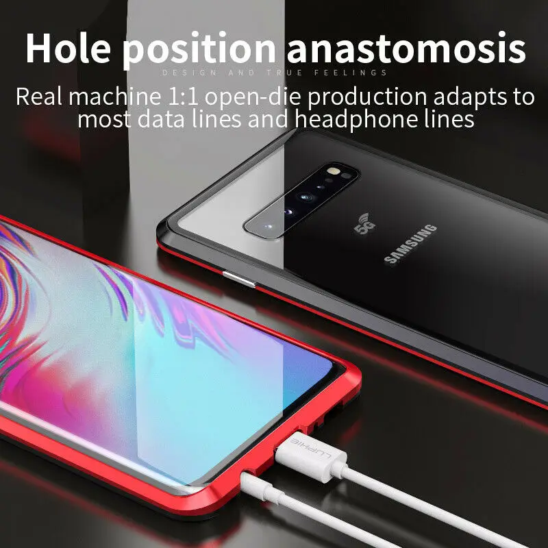 Для Samsung S10 + Plus S10e 5G 360 Полностью покрывающий Алюминиевый металлический передний и