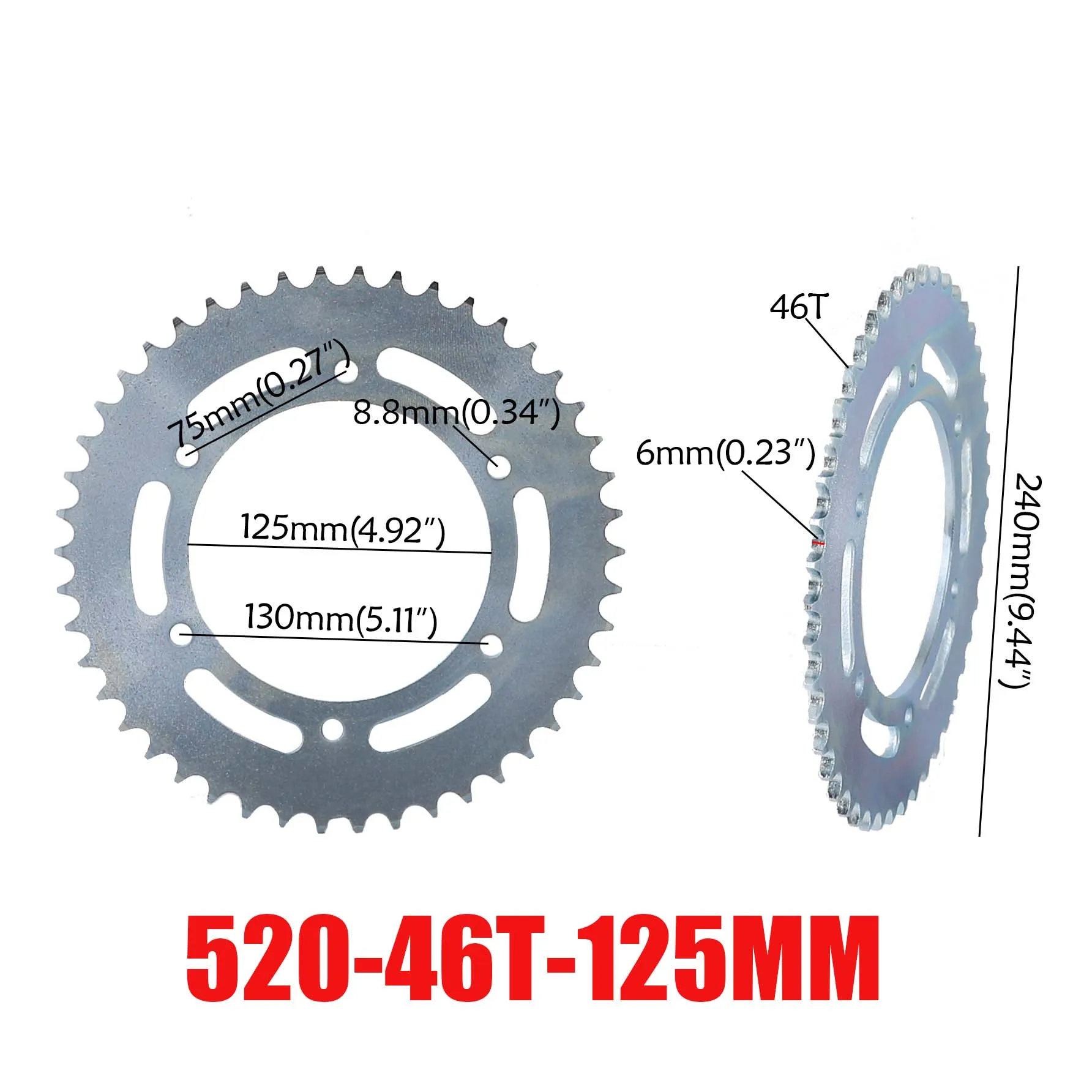 520-46T-125MM TDPRO 37 T/41 Т/46 T/56 T мотоциклетные цепи и звездочки Задняя звездочка Cog для 420/428/520 цепи 110cc 125cc 140cc Dirt Pit Bike - Цвет: 520-46T-125MM