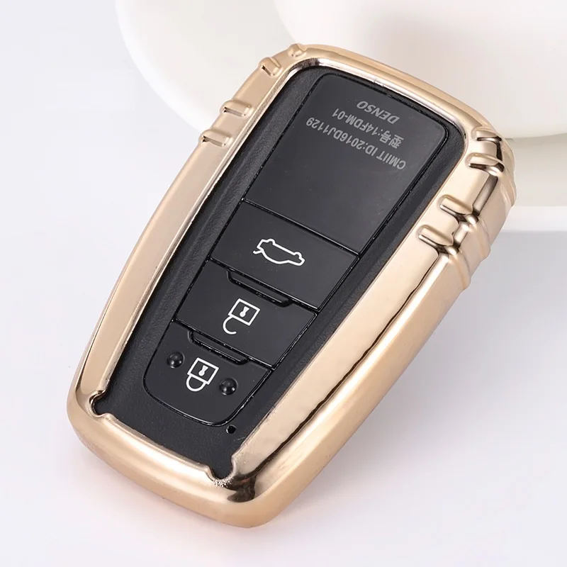 Мягкие TPU ключа автомобиля Обложка держатель карман для Toyota Camry Corolla C-HR CHR Прадо Prius RAV4 ключ защиты - Название цвета: Золотой
