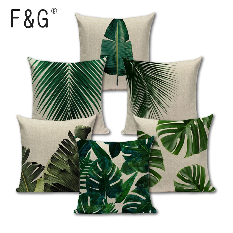 

Тропический банан, искусственная наволочка, наволочки с пальмовым листьем, льняная декоративная наволочка для автомобиля, большая напольн...