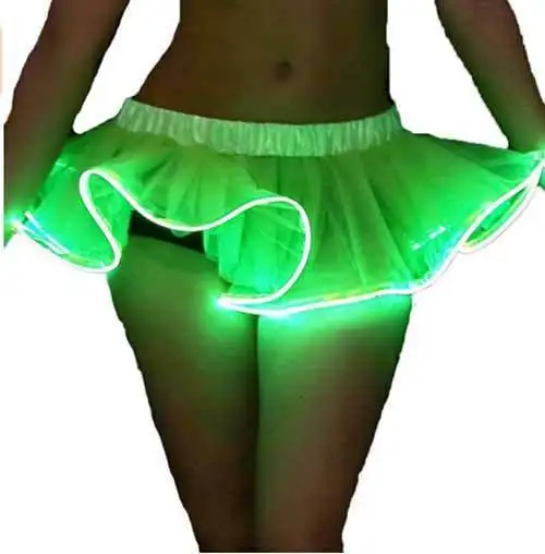 ITFABS Newest Arrivals Fashion Hot LED Light Up El Wire Tutu Fancy Stage Dancing Rave Evening Club Mini Skirt Women Sexy | Женская - Фото №1