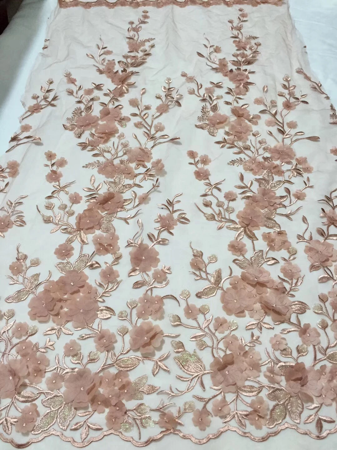 

Bridal Nigerian Wedding Lace Materials 3D Lace Fabric High Quality 2018 African Lace Fabric Sail Pink mesh 3D Lace Fabric LCD945