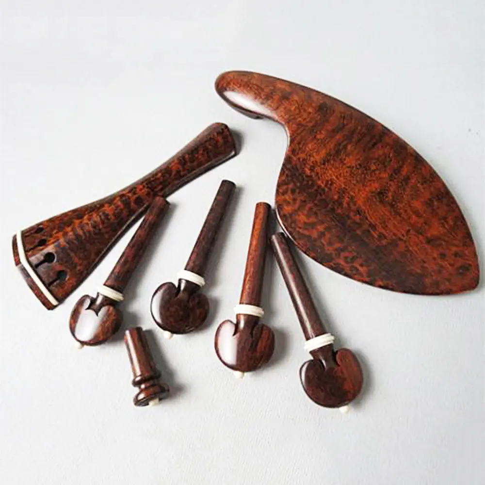 

4/4 Violin Snakewood Letterwood Fitting Tailpiece Chinrest Pegs Endpin