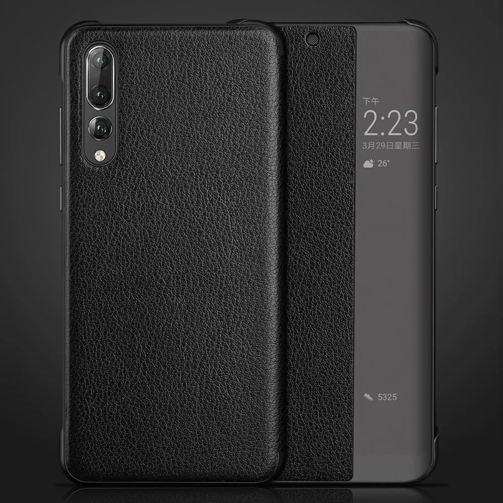 Чехлы с узором Личи для huawei P10 Plus P20 pro mate 9 pro mate 10 pro Smart Touch View Window из натуральной кожи откидная крышка Funda