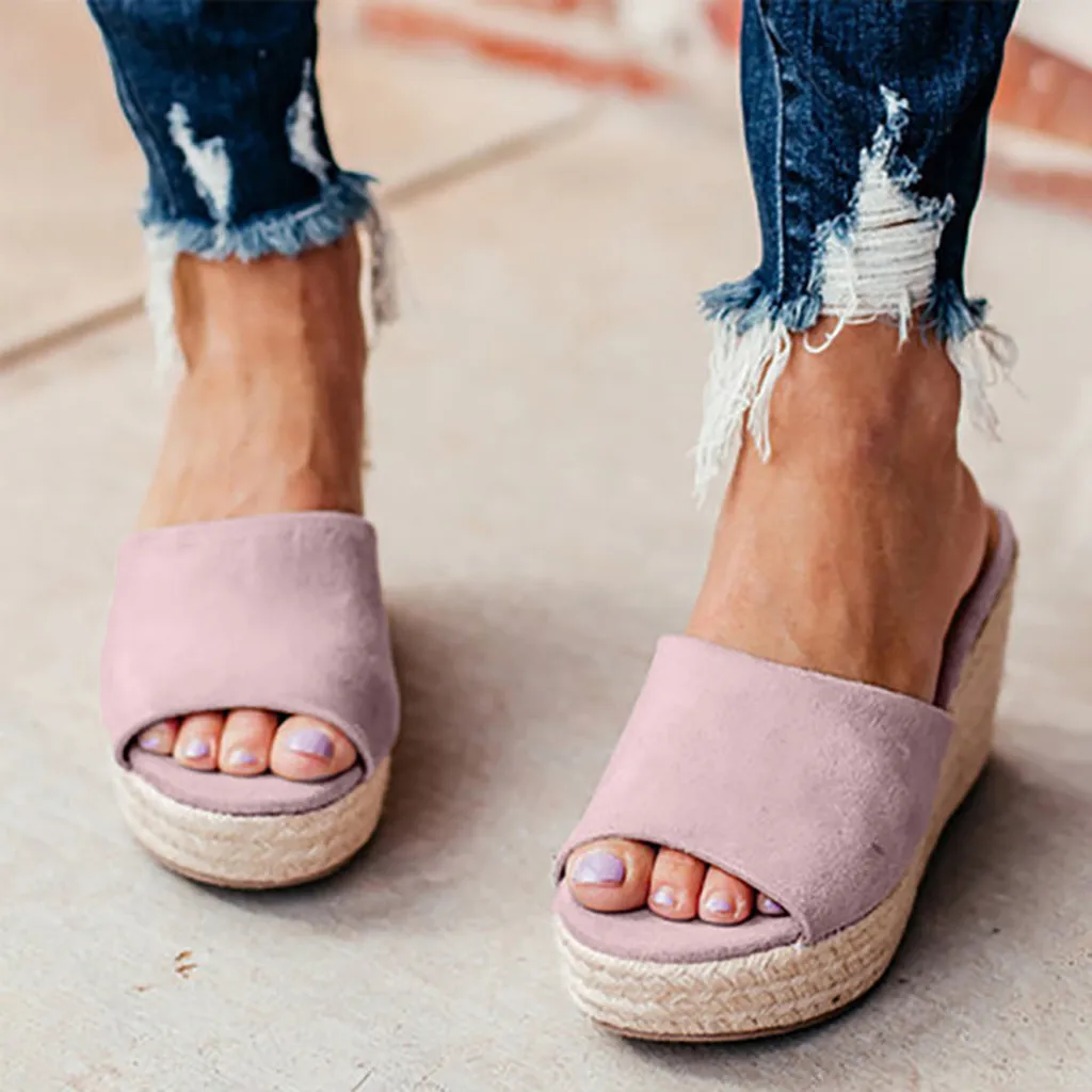 SAGACE женские модные повседневные римские шлепанцы на танкетке без шнуровки с