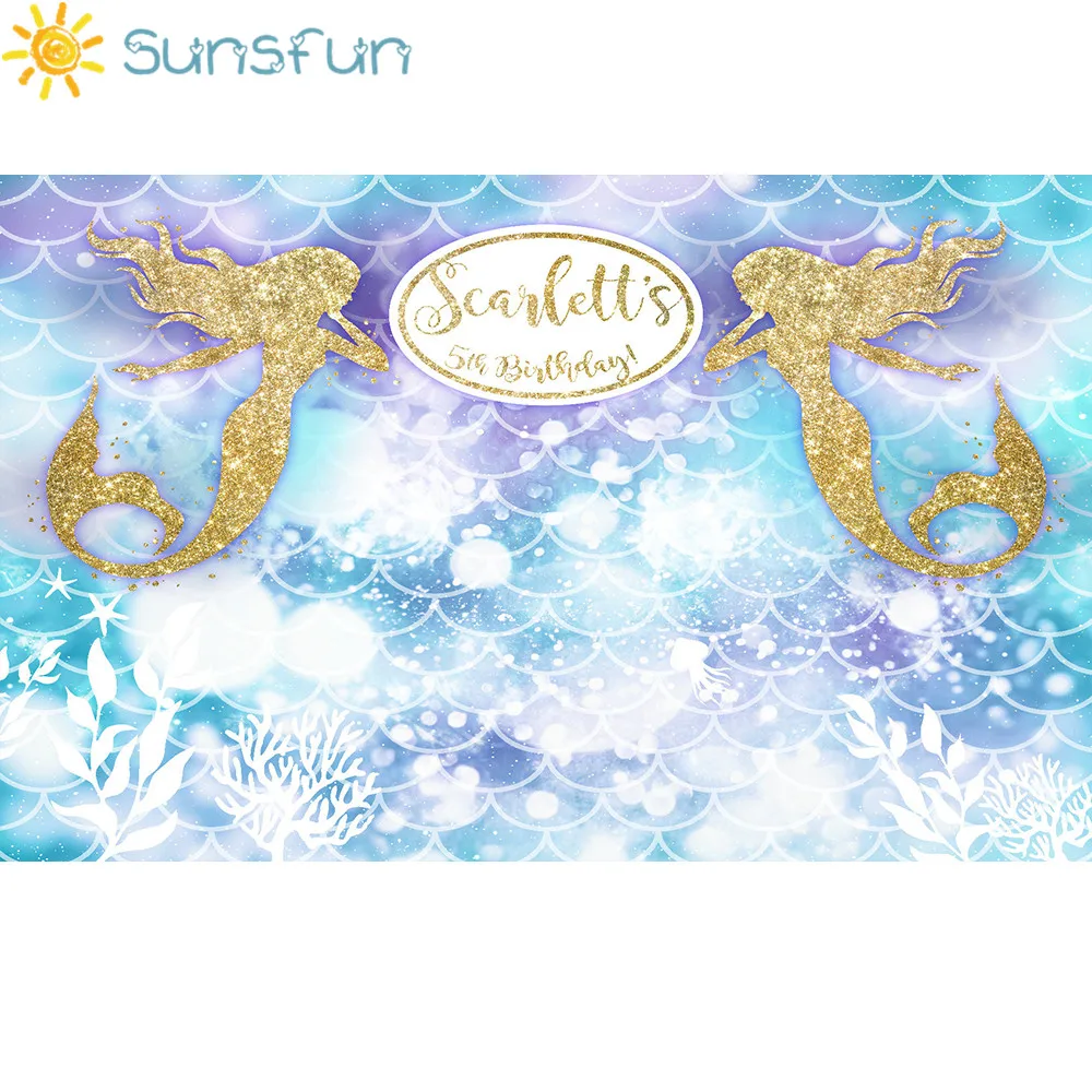 Sunsfun 5x3ft новорожденный синий под морем Фото фоны Русалка волна задний план день рождения фон реквизит для фотосессии 150x90 см